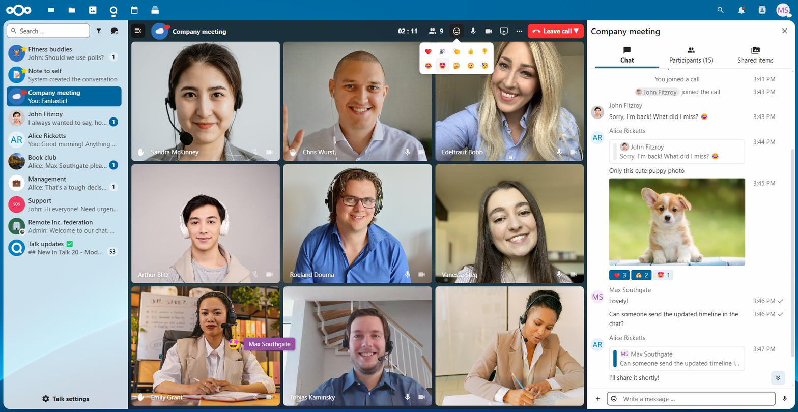 A video meeting inside Nextcloud Talk